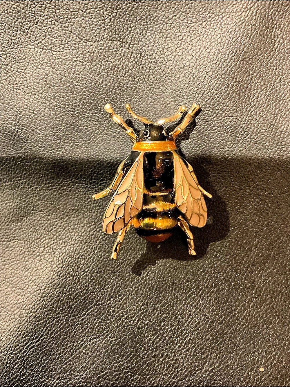 Gold & Black Bee Brooch Like New